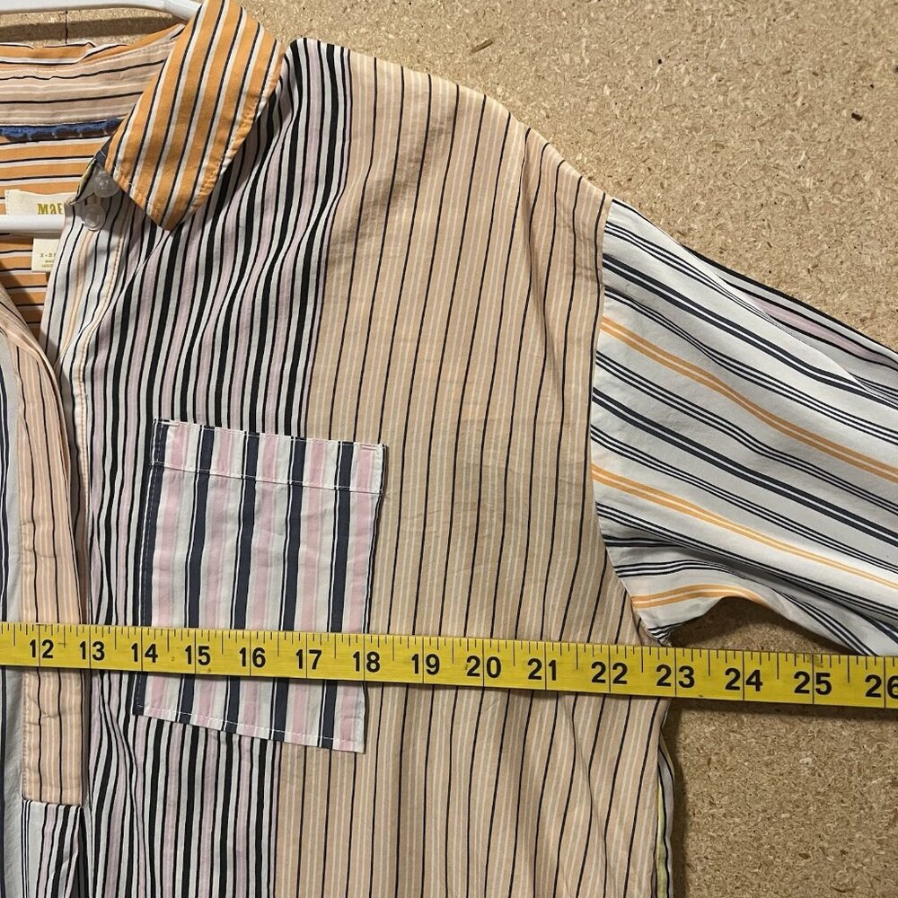 Anthropologie Maeve Alix Stripe Henley Popover Oversized Tunic Size XS Patchwork - Picture 4 of 11